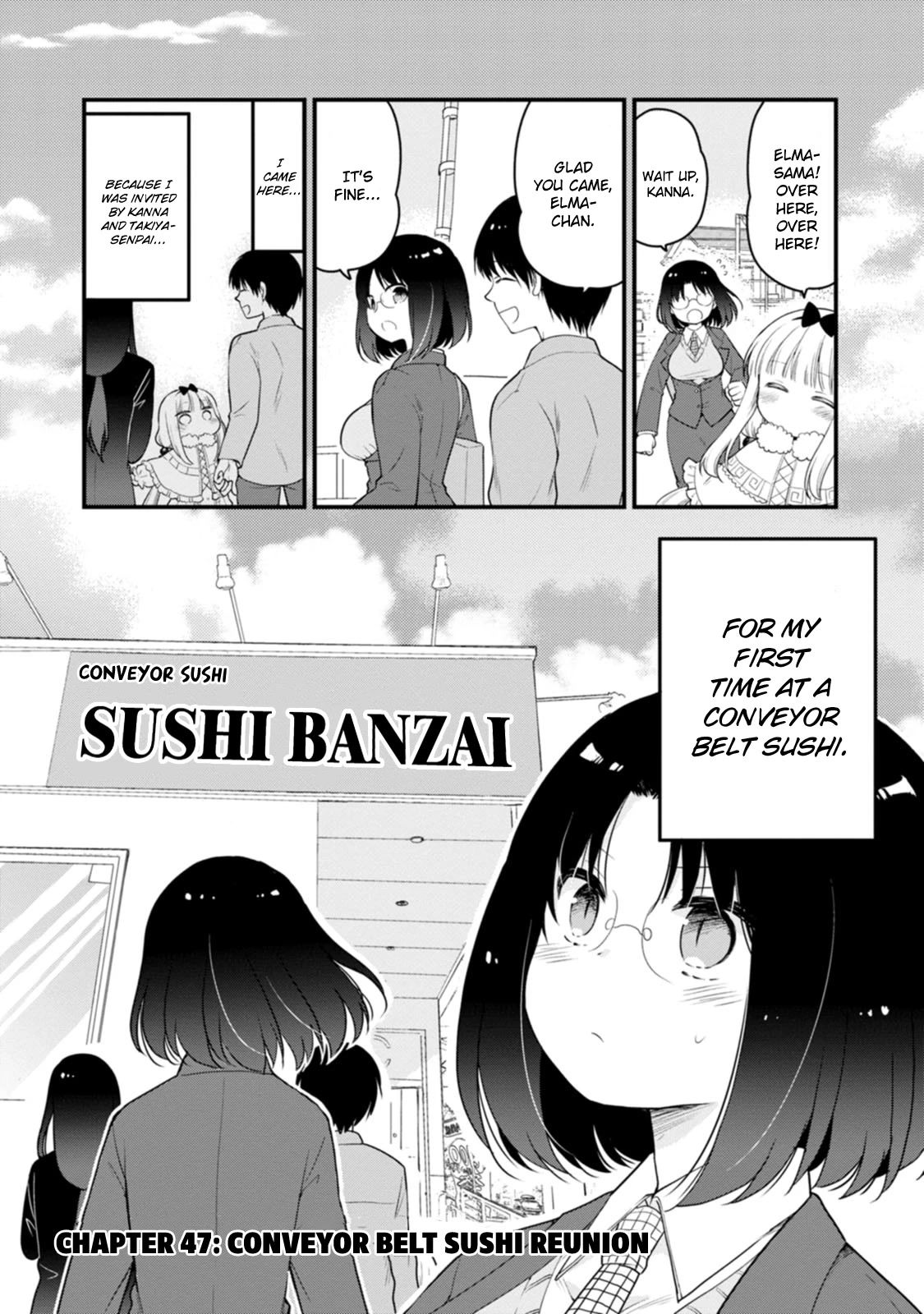 Kobayashi-san Chi no Maid Dragon: Elma OL Nikki Chapter 47: Conveyor Belt Sushi Reunion