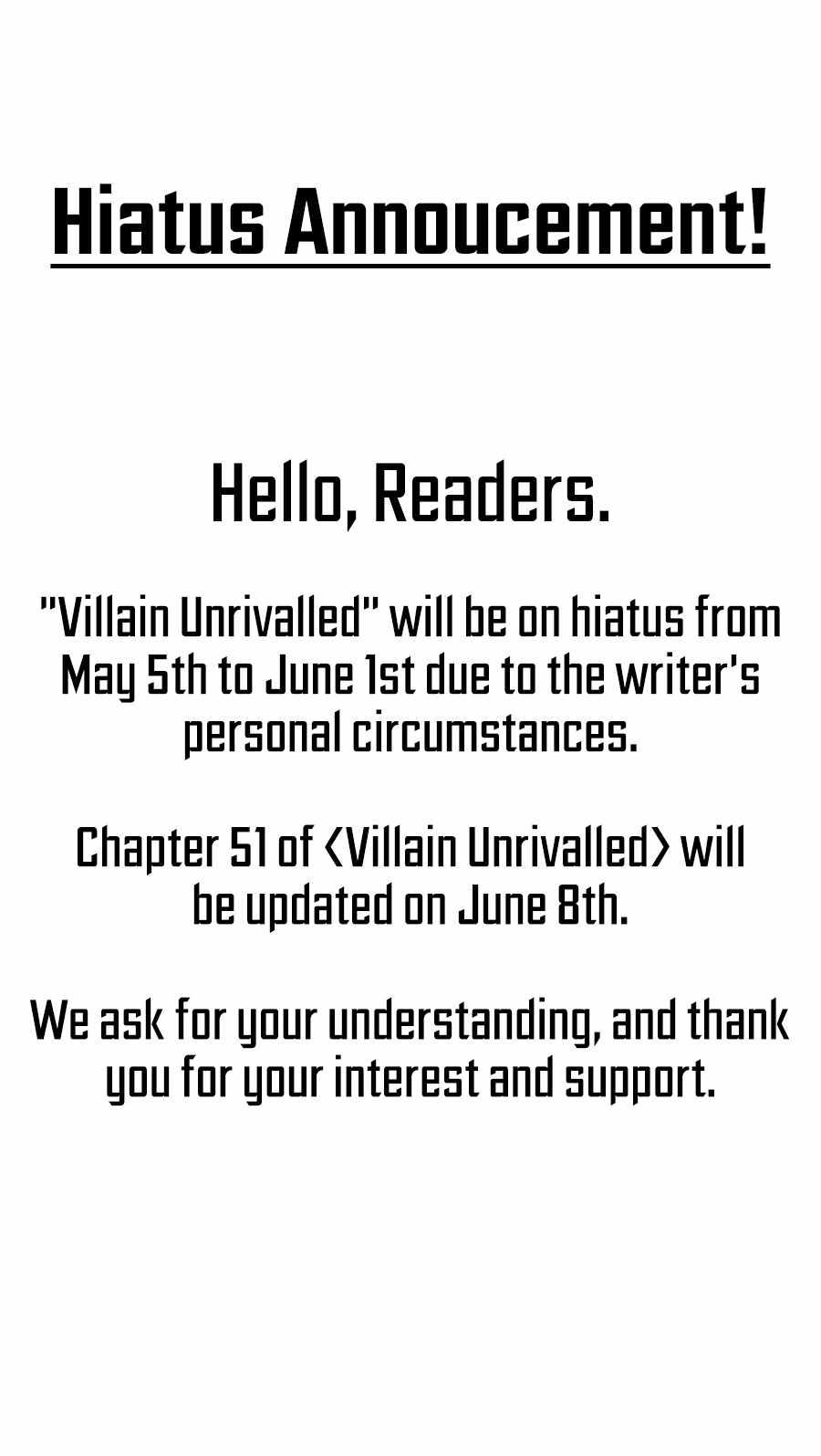 Villain Unrivaled Chapter 50.1